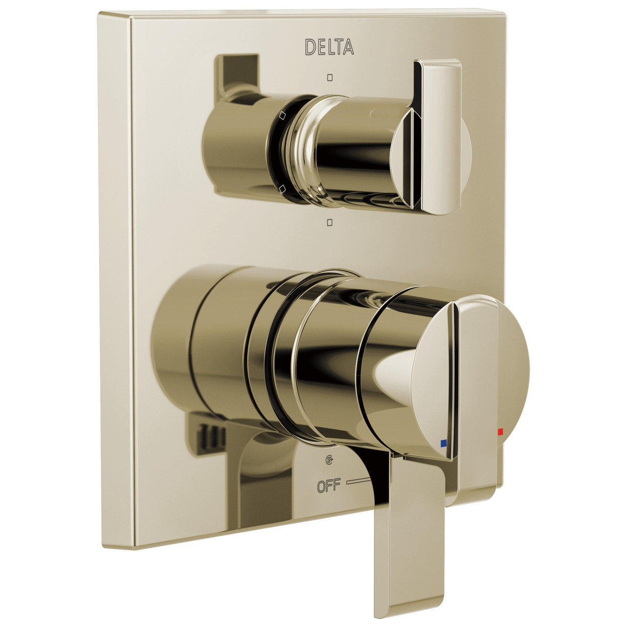 T27967-PN Ara Angular Modern Monitor 17 Series Valve Trim with 6-Setting Integrated Diverter, Polished Nickel