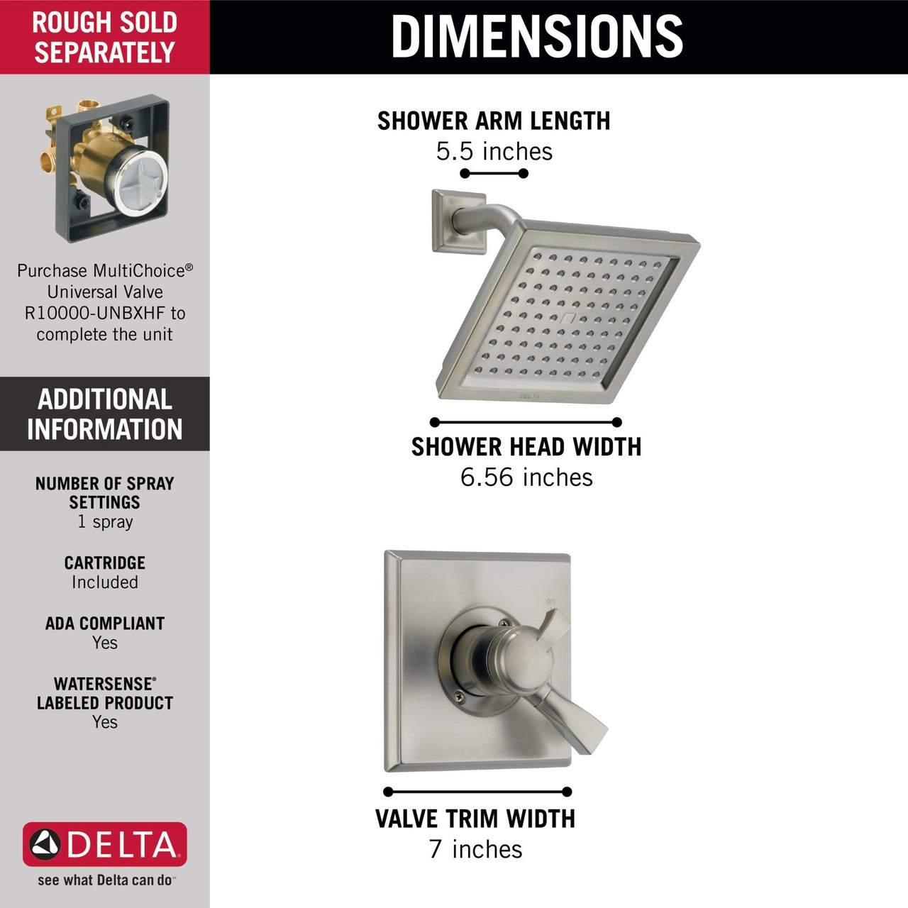 T17251-SS-WE Dryden Monitor 17 Series Shower Trim, Stainless