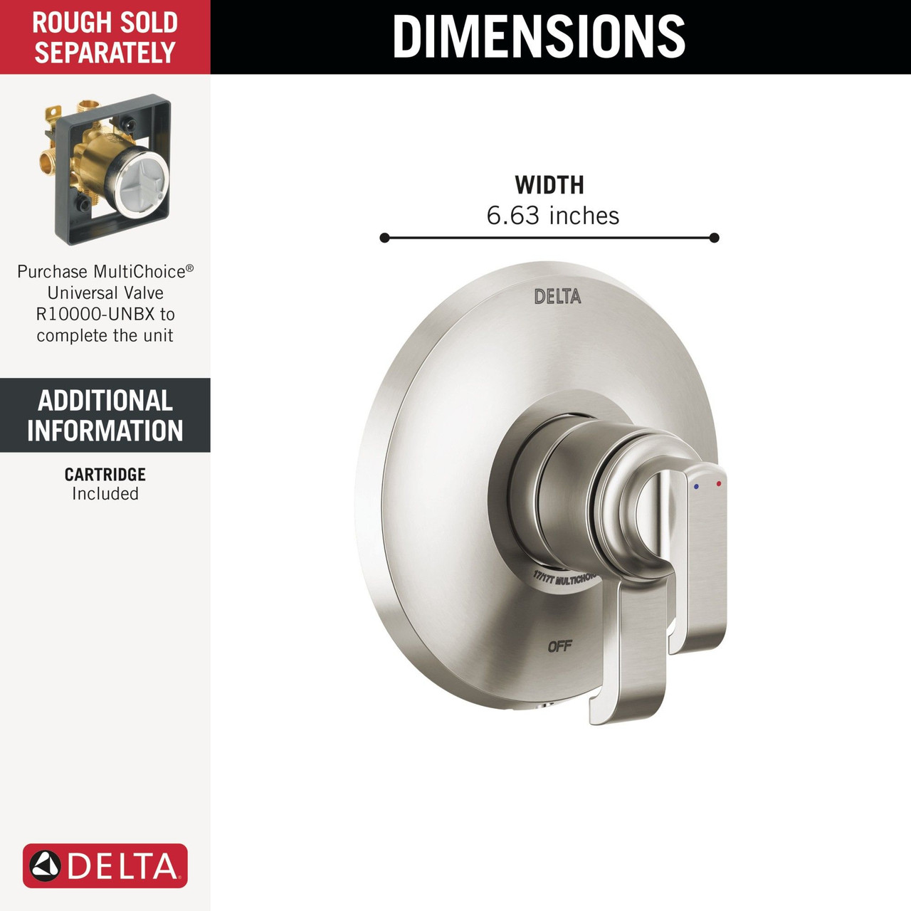 T17089-SS-PR Tetra 17 Series Valve Only Trim, Lumicoat Stainless