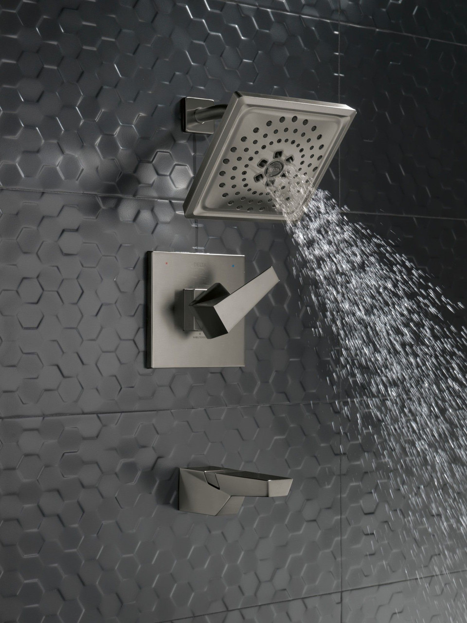 T14443-KS-PR Trillian 14 Series H2Okinetic Tub Shower Trim, Lumicoat Black Stainless