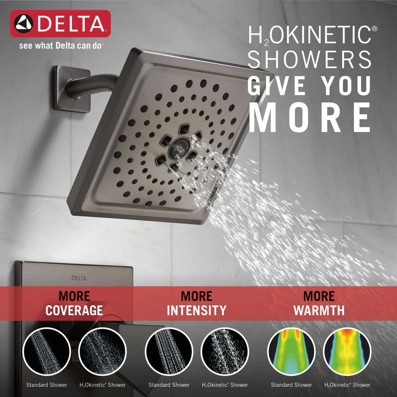 T14243-KS-PR Trillian 14 Series H2Okinetic Shower Only Trim, Lumicoat Black Stainless