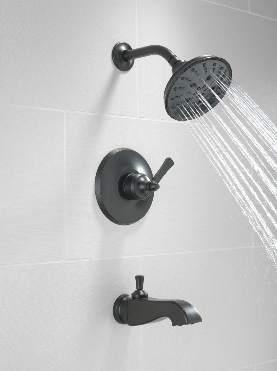 H566BL Dorval Handle 1L Volume FM Tub Filler 14S, Matte Black