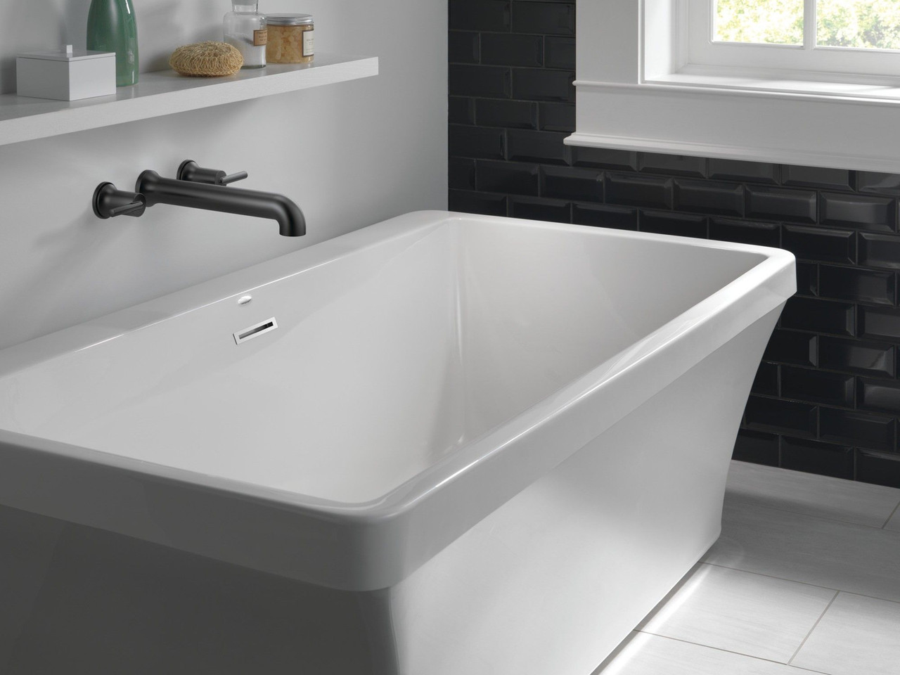 T5759-BLWL Trinsic Delta Trinsic Wall Mounted Tub Filler, Matte Black