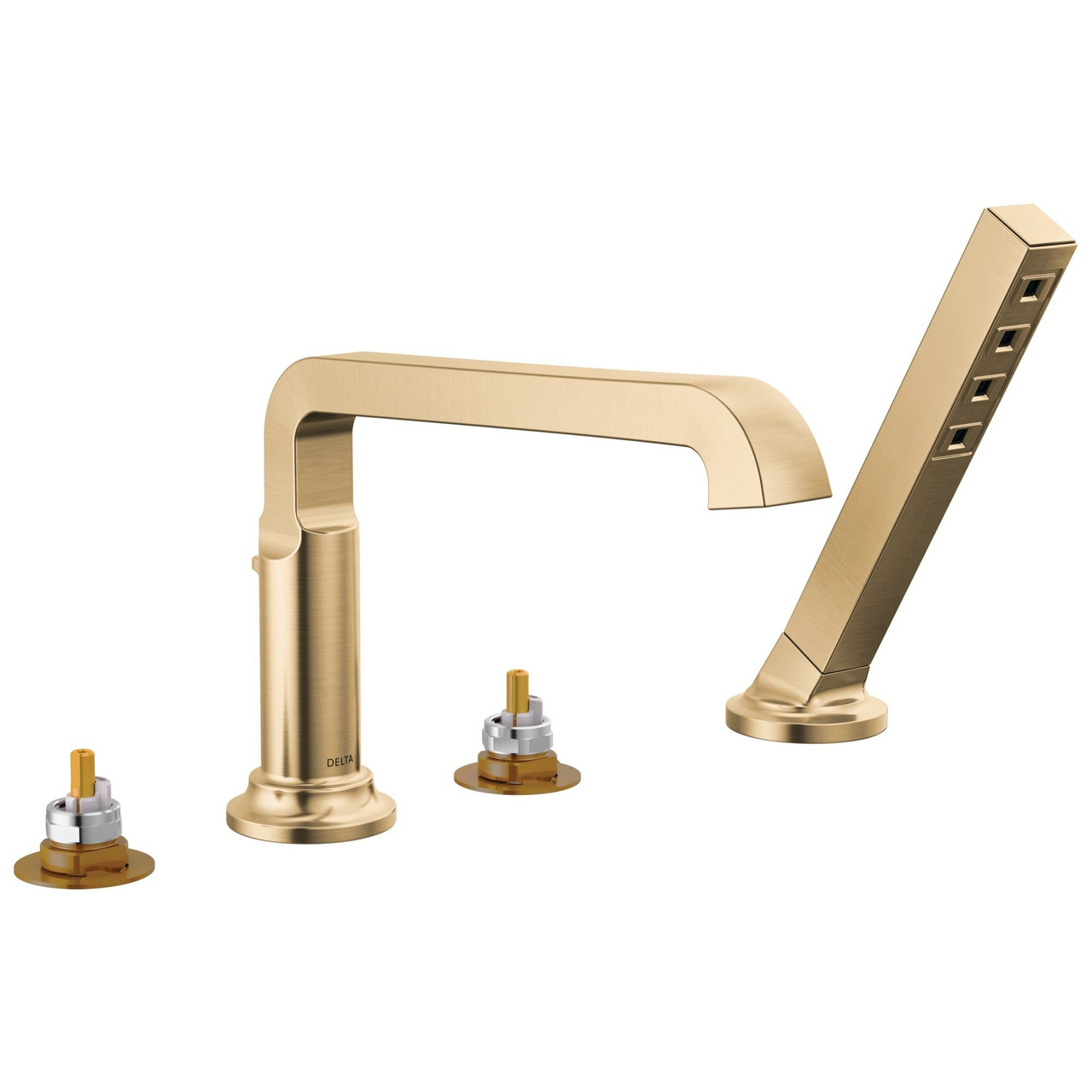 T4789-CZ-PR-LHP Tetra Delta Tetra Roman Tub Trim with Hand Shower, Lumicoat Champagne Bronze