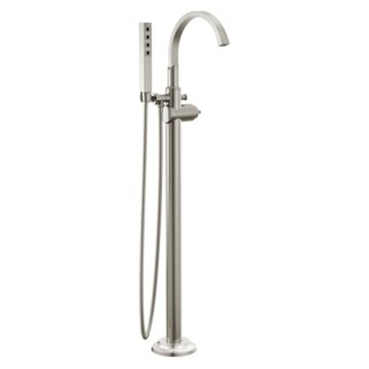 T4788-SS-PR-LHP-FL Tetra Delta Tetra Floor Mount Tub Filler Trim, Lumicoat Stainless
