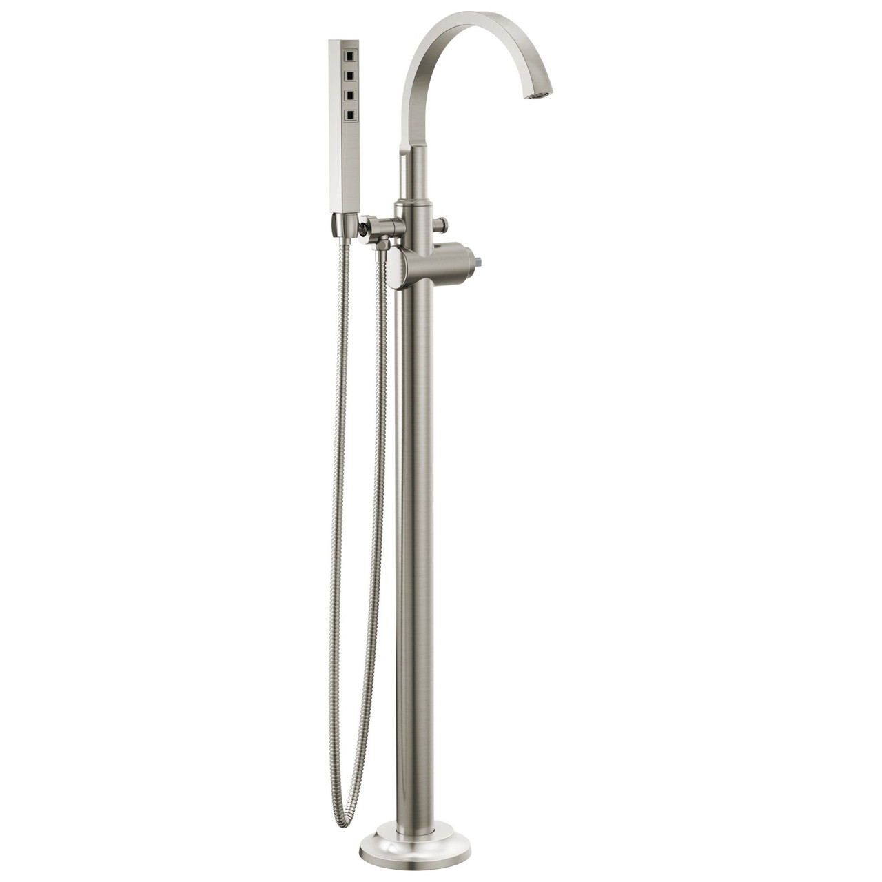 T4788-SS-PR-LHP-FL Tetra Delta Tetra Floor Mount Tub Filler Trim, Lumicoat Stainless