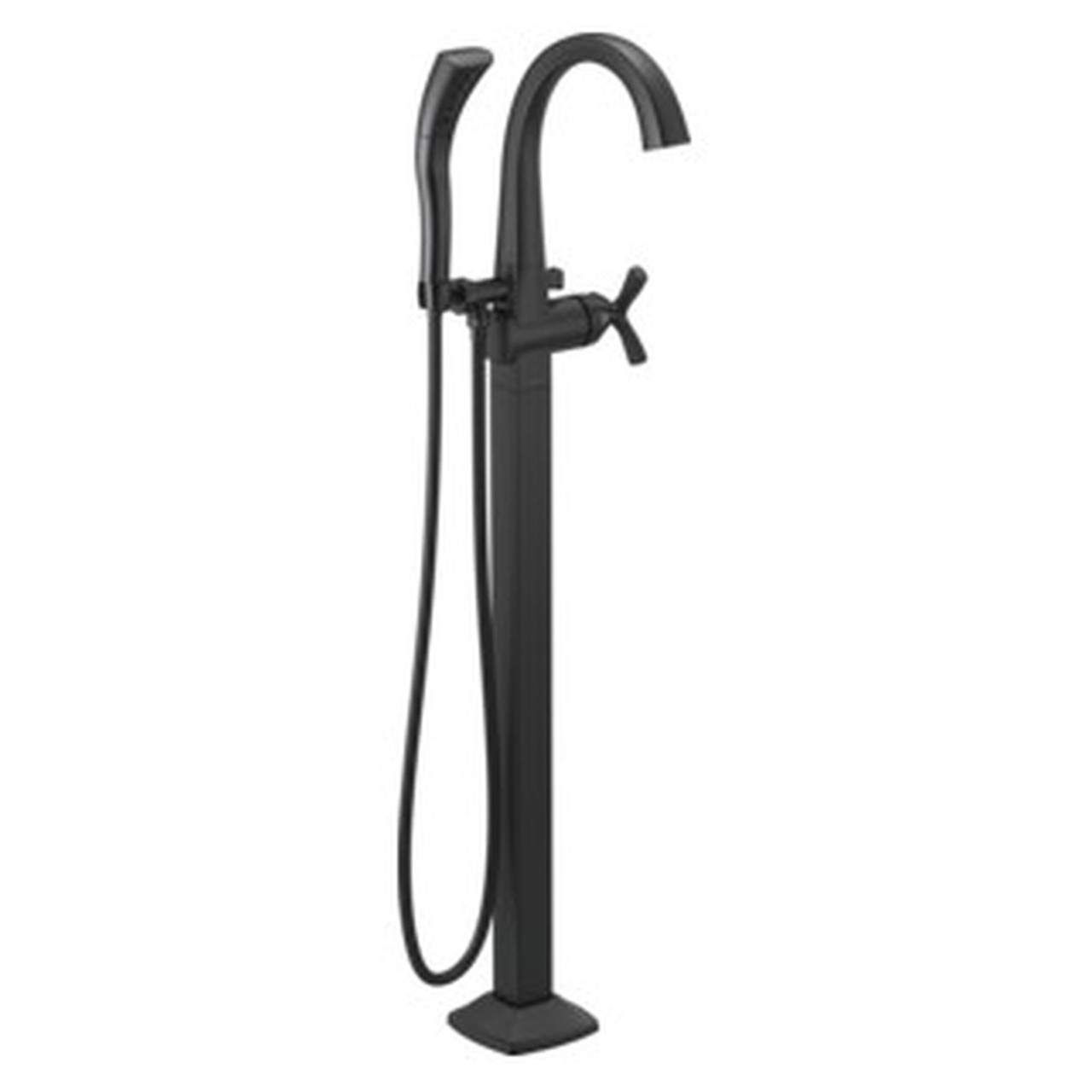 T47776-BLFL Stryke Delta Stryke Single Handle Floor Mount Tub Filler Trim, Matte Black
