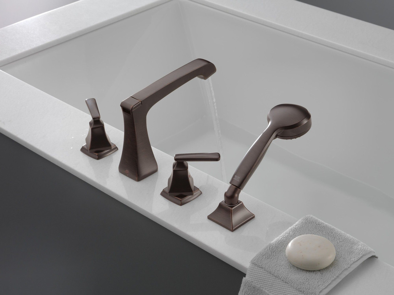 T4764-RB Ashlyn Delta Ashlyn Roman Tub with Hand Shower Trim, Venetian Bronze