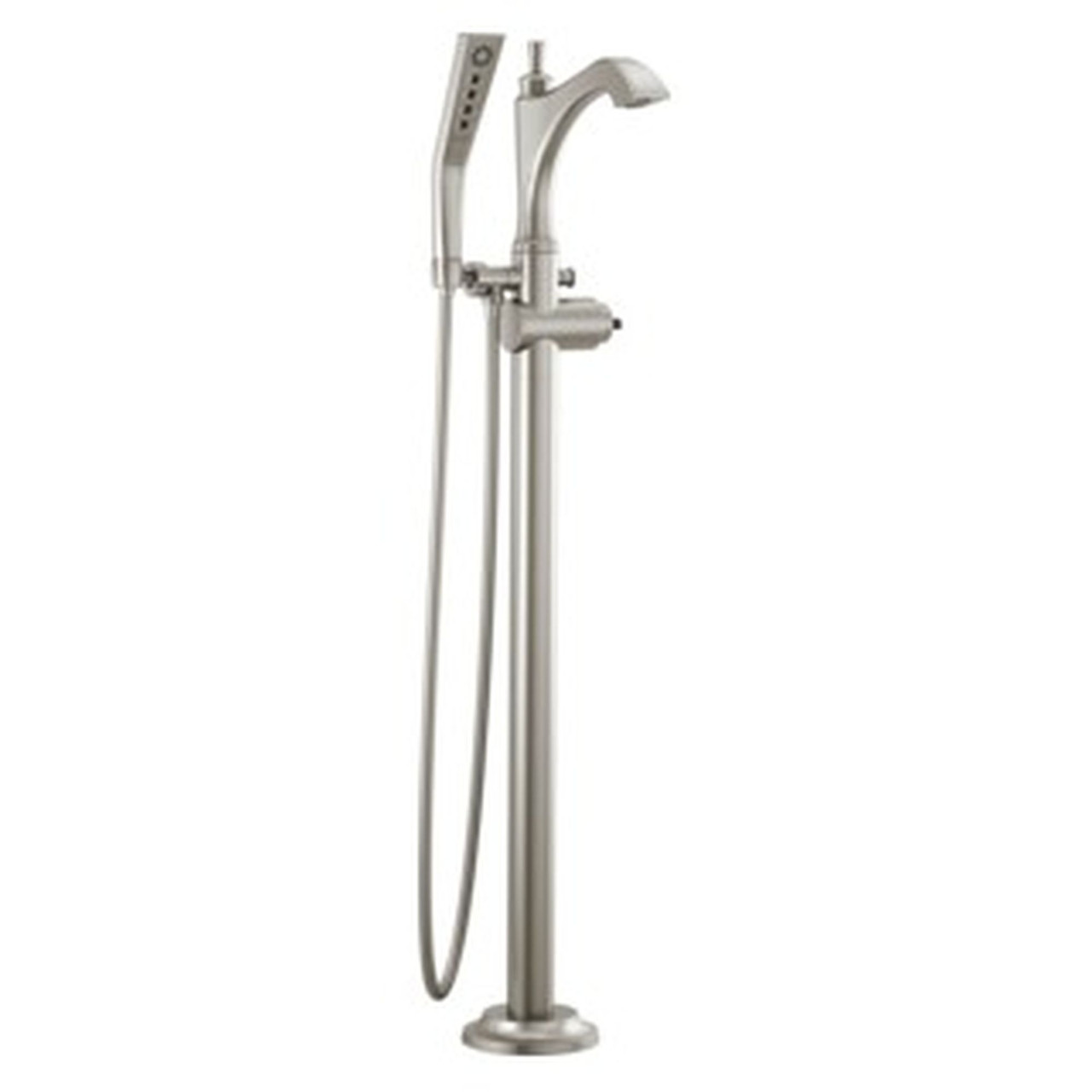 T4756-SSLHP-FL Dorval Delta Dorval Single Handle Floor Mount Tub Filler Trim-Less Handle, Stainless