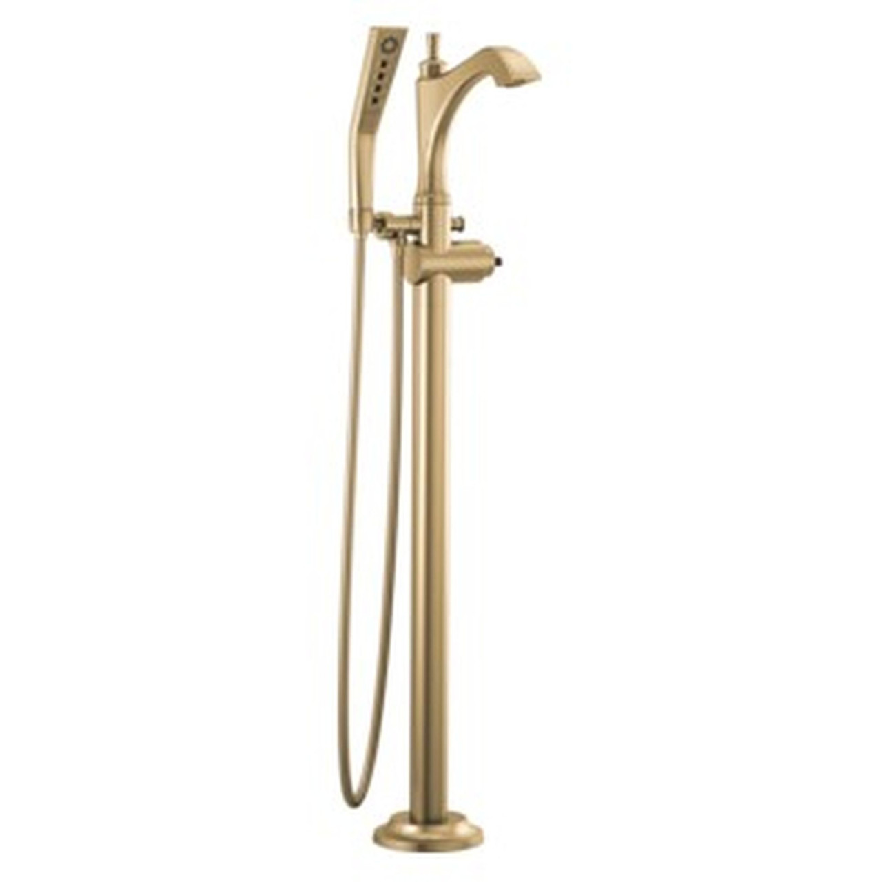 T4756-CZLHP-FL Dorval Delta Dorval Single Handle Floor Mount Tub Filler Trim-Less Handle, Champagne Bronze