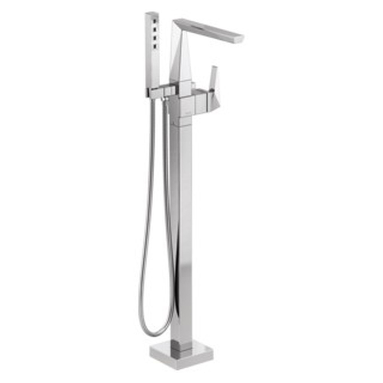 T4743-PR-FL Trillian Delta Trillian Single Handle Floor Mount Tub Filler Trim, Lumicoat Chrome