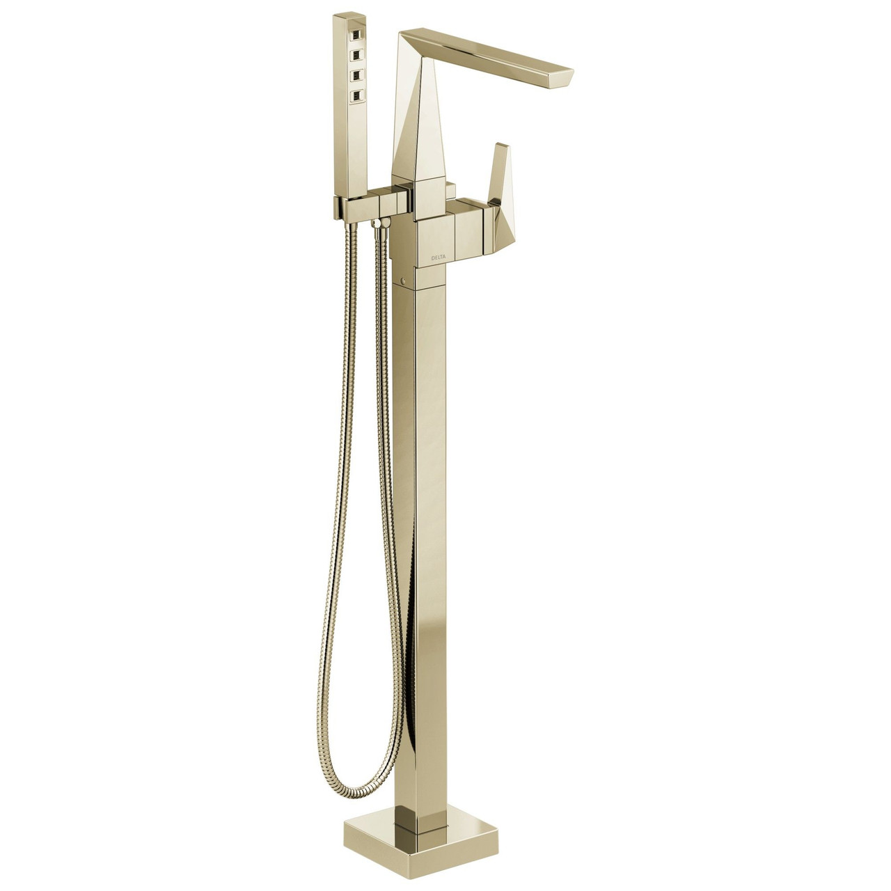 T4743-PN-PR-FL Trillian Delta Trillian Single Handle Floor Mount Tub Filler Trim, Lumicoat Polished Nickel