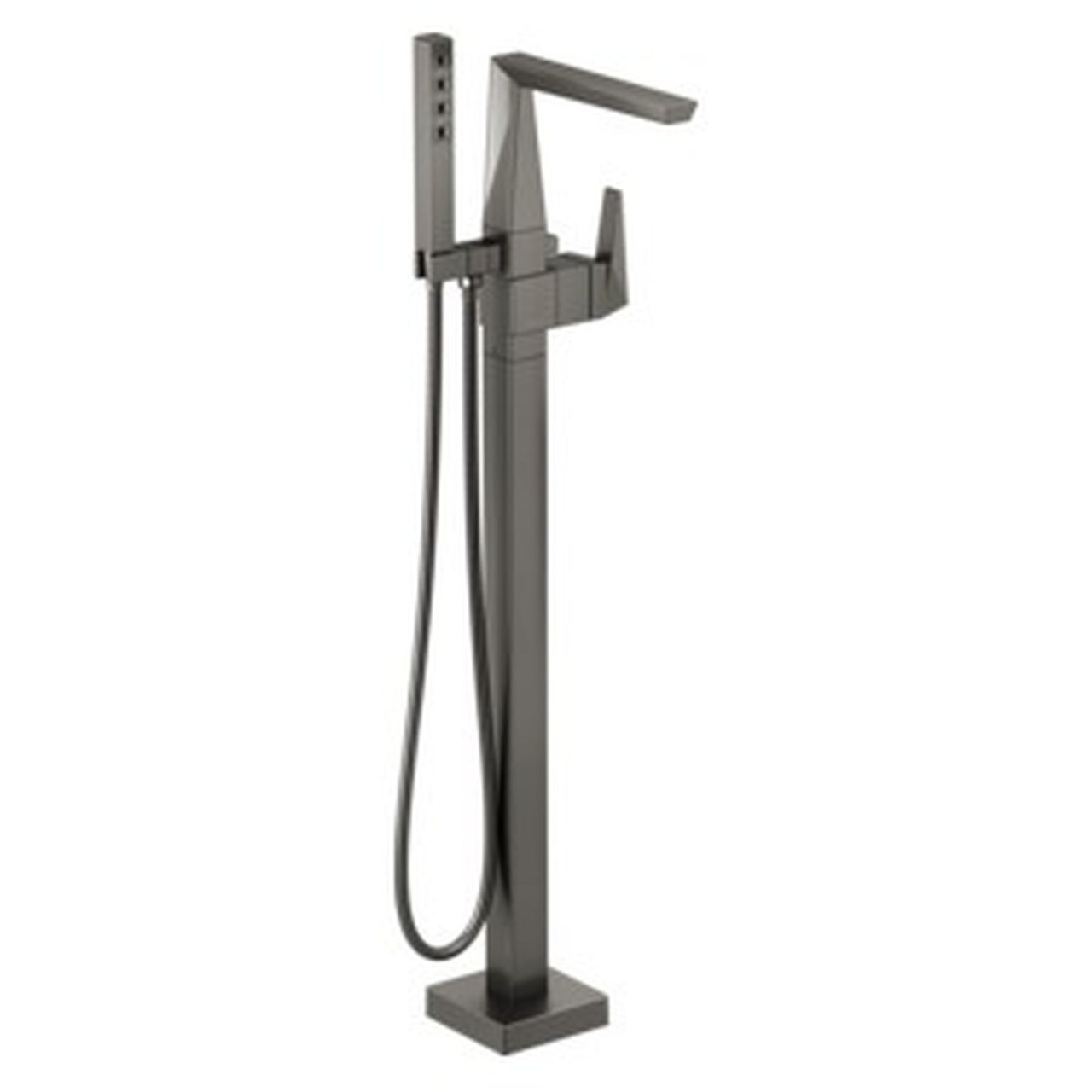 T4743-KS-PR-FL Trillian Delta Trillian Single Handle Floor Mount Tub Filler Trim, Lumicoat Black Stainless