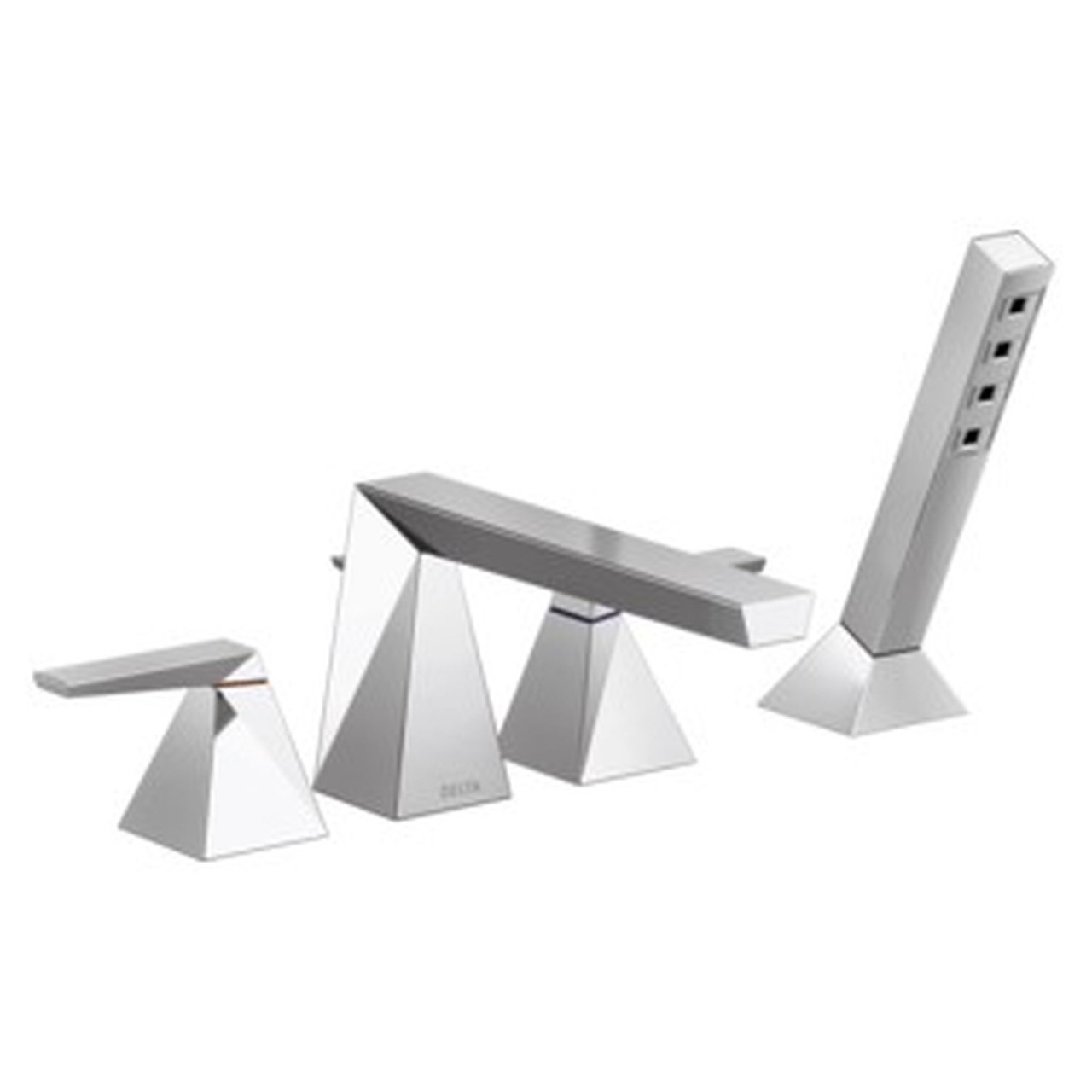T4743-PR Trillian Delta Trillian Two-Handle Roman Tub Trim with Hand Shower, Lumicoat Chrome