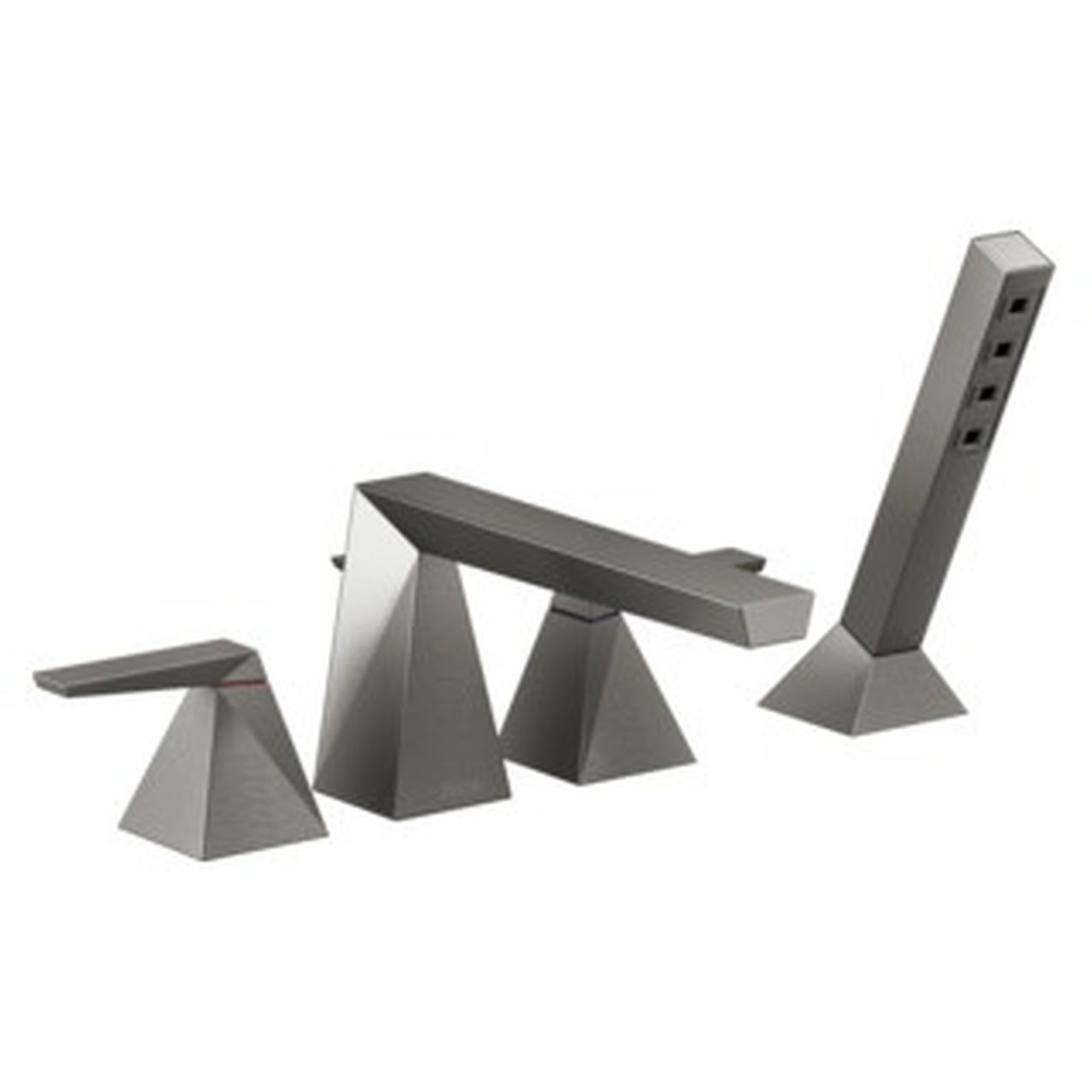 T4743-KS-PR Trillian Delta Trillian Two-Handle Roman Tub Trim with Hand Shower, Lumicoat Black Stainless