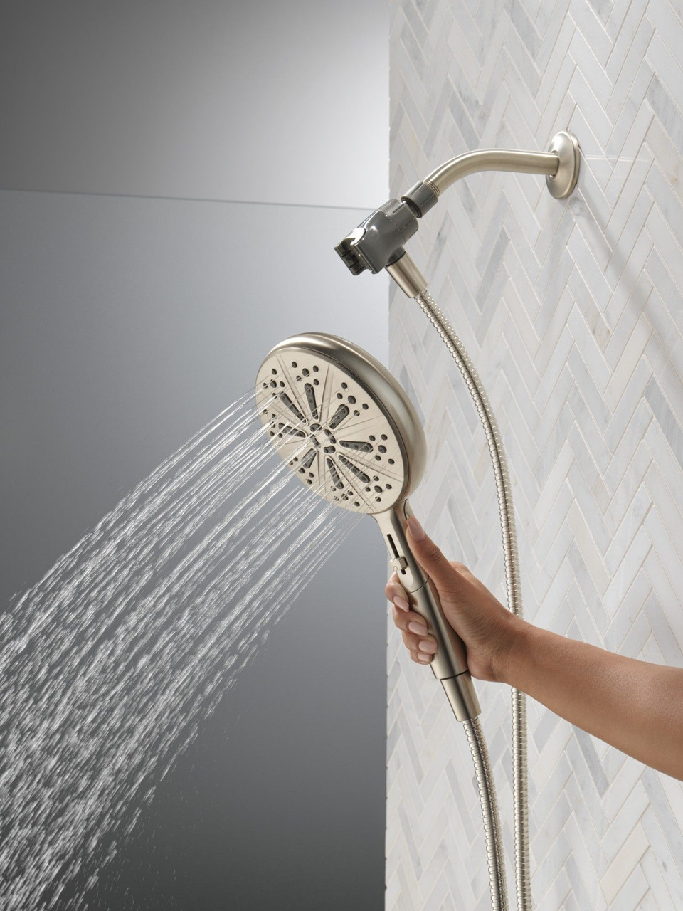 75613SN Universal Showering Components 6-Setting SureDock Magnetic Hand Shower, Satin Nickel