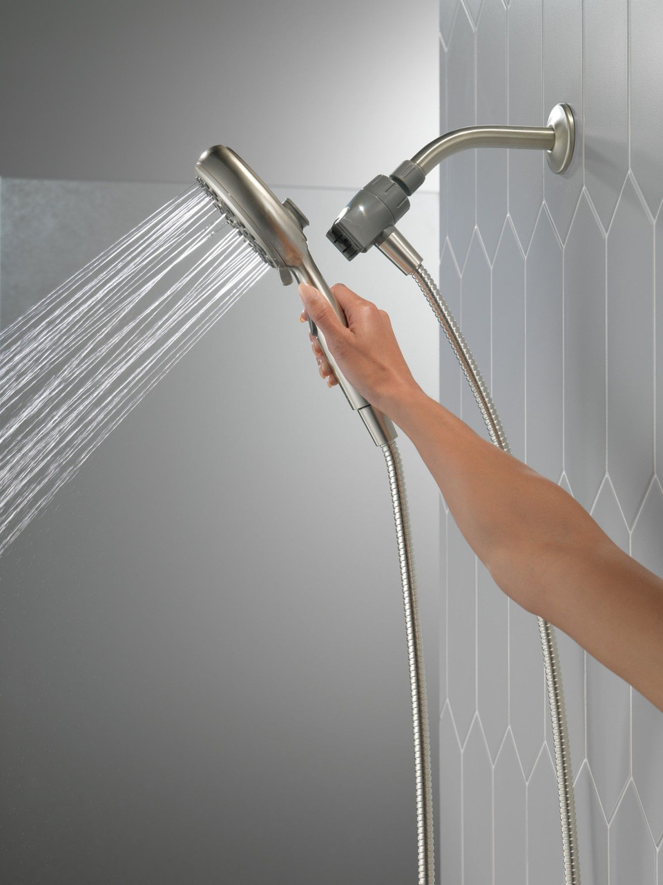 75609SN Universal Showering Components 6-Setting SureDock Magnetic Hand Shower, Satin Nickel