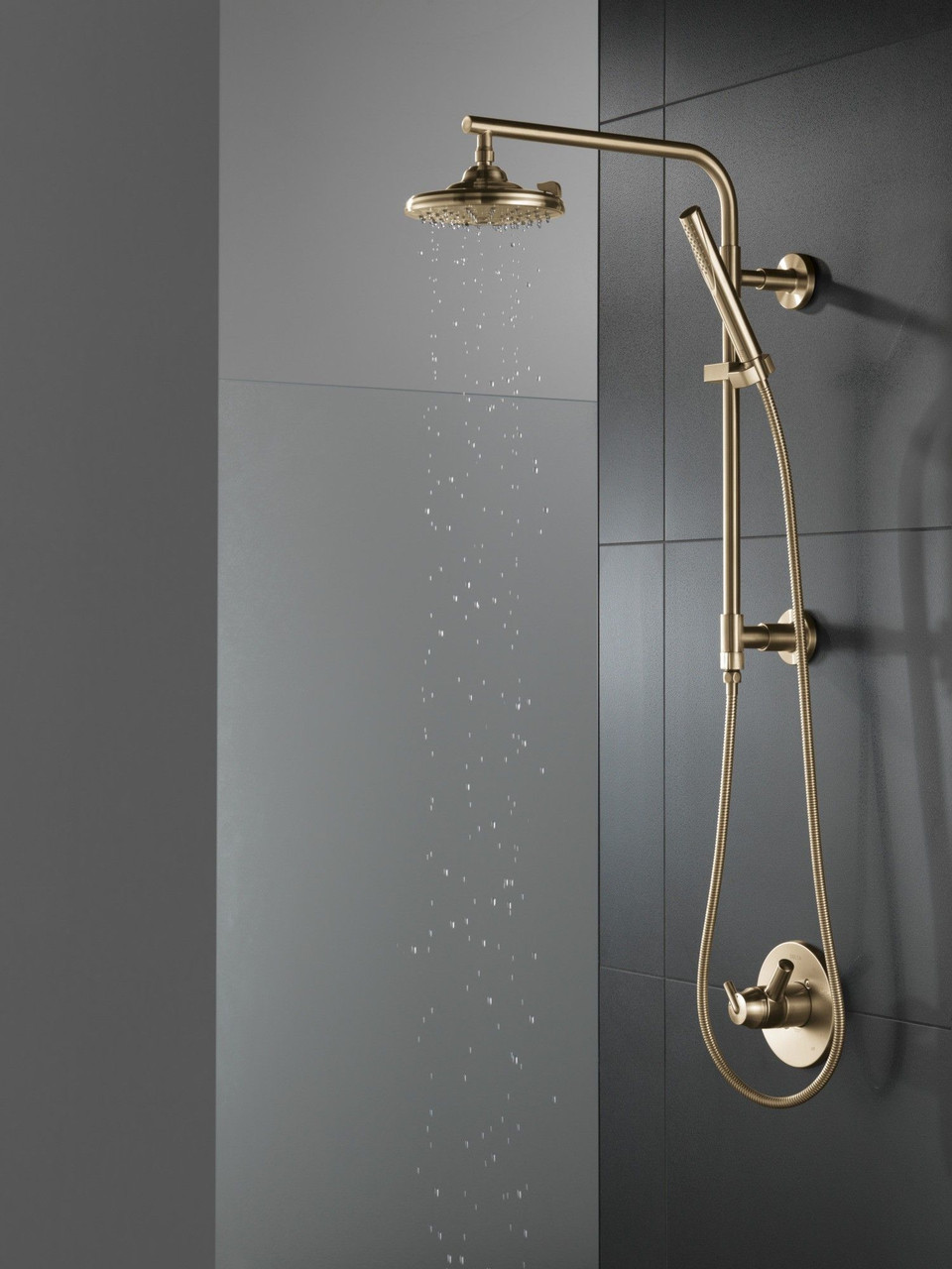 58810-CZ-PR Universal Showering Components Emerge 18" Round Shower Column, Lumicoat Champagne Bronze