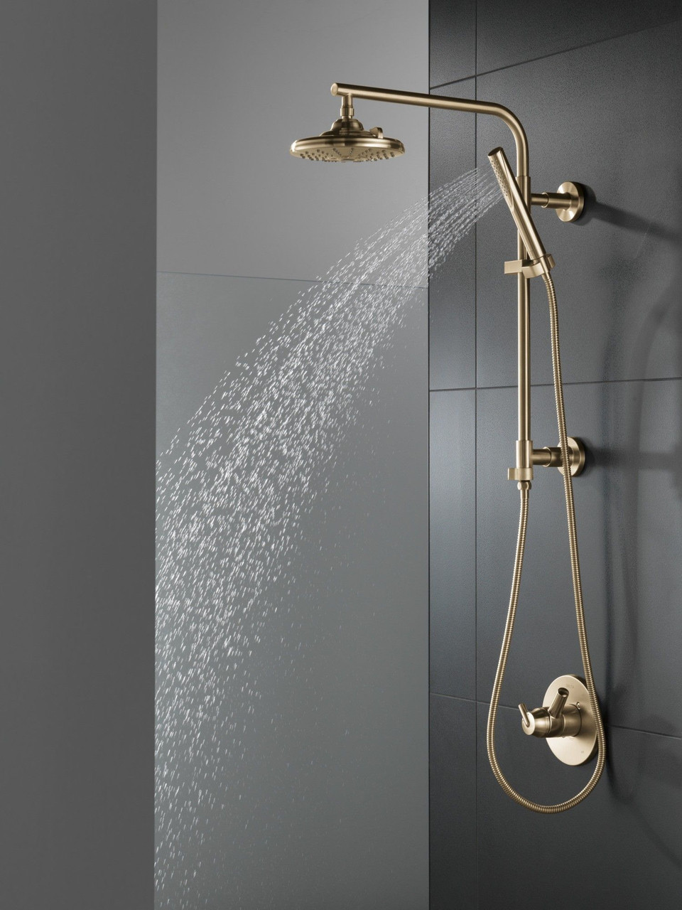 58810-CZ-PR Universal Showering Components Emerge 18" Round Shower Column, Lumicoat Champagne Bronze