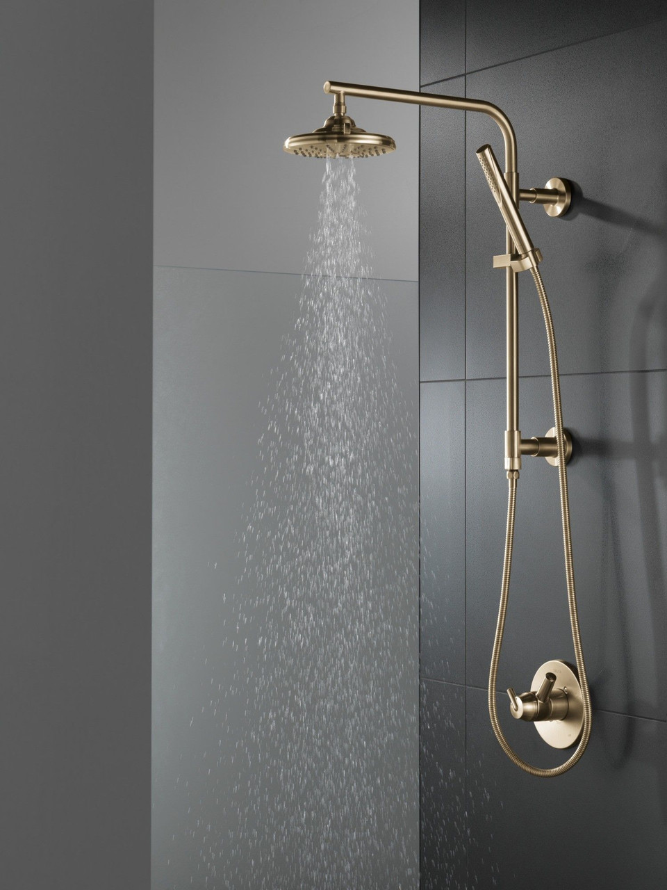 58810-CZ-PR Universal Showering Components Emerge 18" Round Shower Column, Lumicoat Champagne Bronze