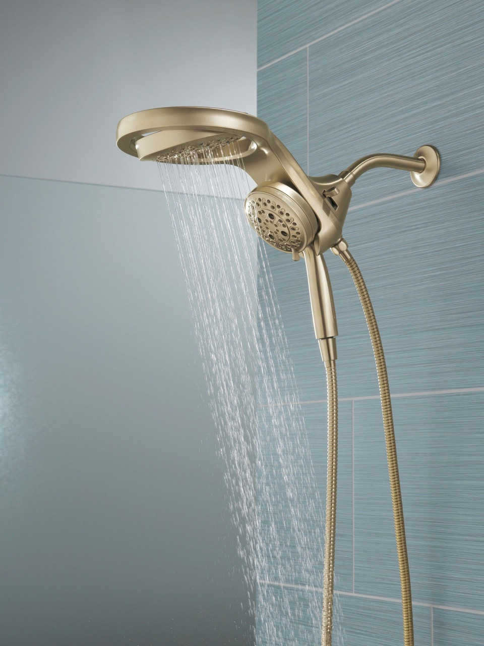 58680-CZ25 Universal Showering Components HydroRain H2Okinetic 5-Setting Two-in-One Shower Head, Champagne Bronze