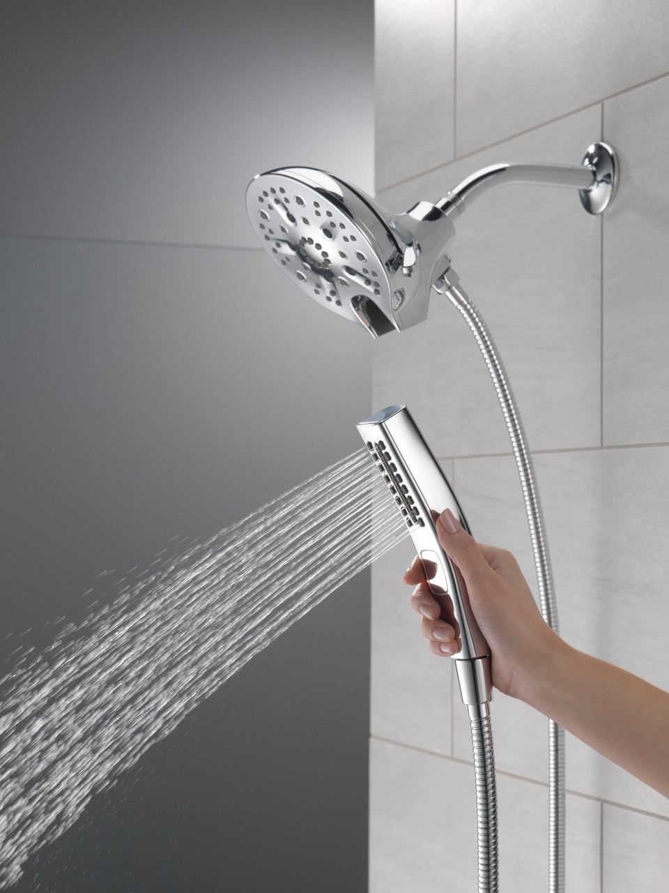 58620-PR-PK Universal Showering Components H2Okinetic In2ition 5-Setting Two-In-One Shower, Lumicoat Chrome