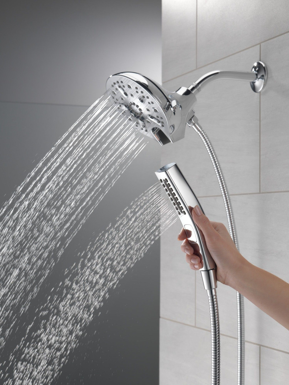 58620-PR-PK Universal Showering Components H2Okinetic In2ition 5-Setting Two-In-One Shower, Lumicoat Chrome