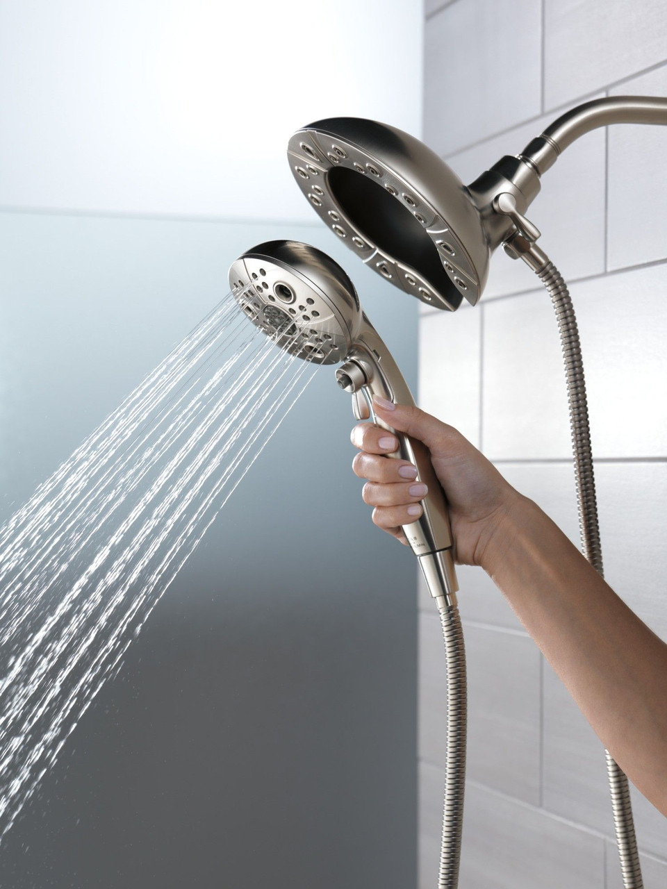 Delta 58480-SS-PR-PK Universal Showering Components H2Okinetic In2ition 5-Setting Two-in-One Shower, Lumicoat Stainless