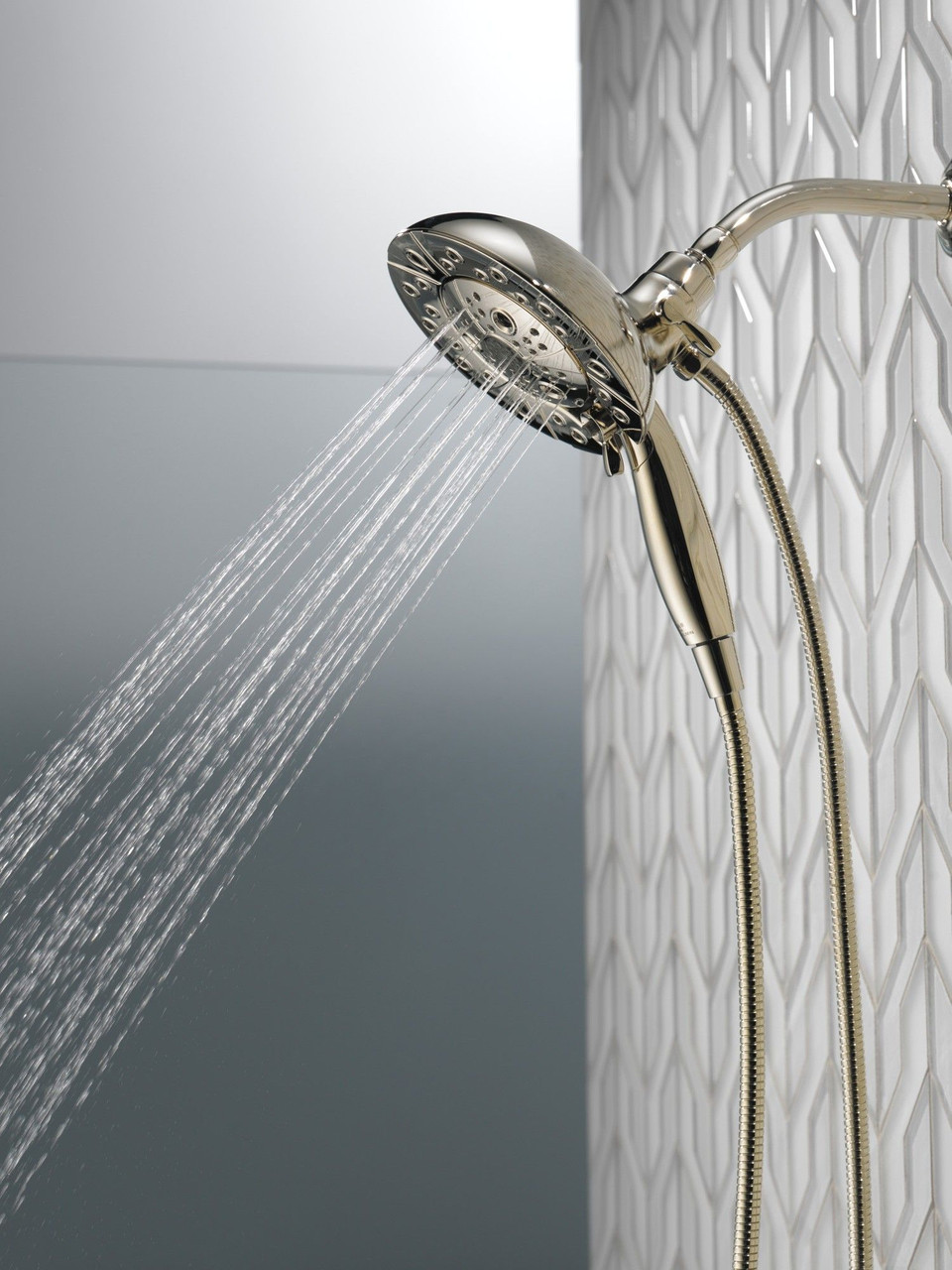 Delta 58480-PN-PR-PK Universal Showering Components H2Okinetic In2ition 5-Setting Two-In-One Shower, Lumicoat Polished Nickel