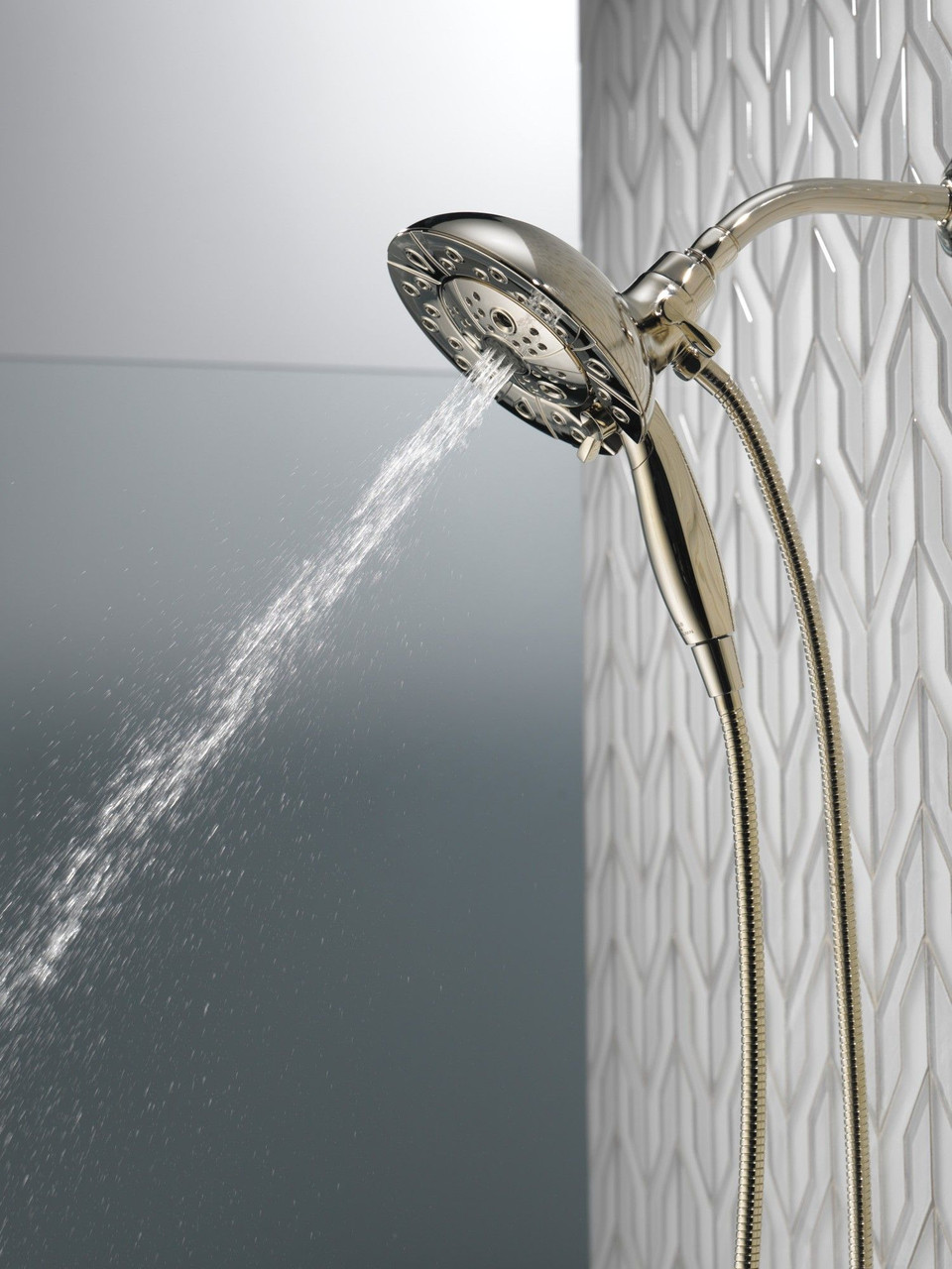 Delta 58480-PN-PR-PK Universal Showering Components H2Okinetic In2ition 5-Setting Two-In-One Shower, Lumicoat Polished Nickel