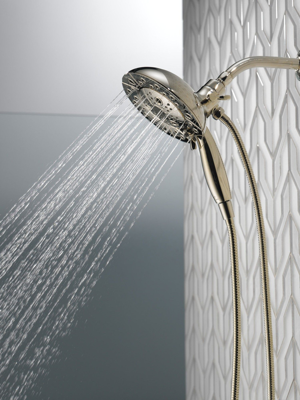 Delta 58480-PN-PR-PK Universal Showering Components H2Okinetic In2ition 5-Setting Two-In-One Shower, Lumicoat Polished Nickel