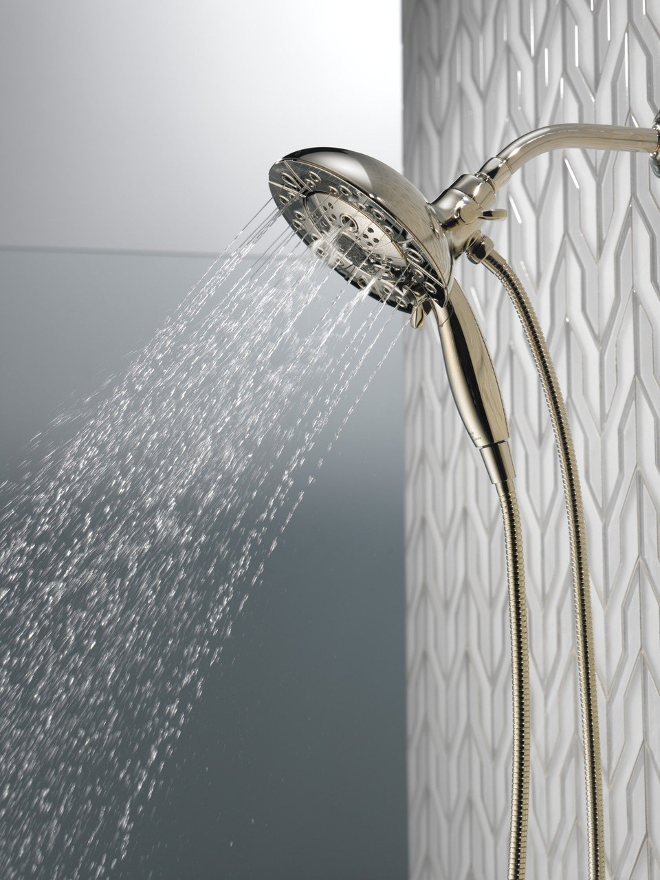 Delta 58480-PN-PR-PK Universal Showering Components H2Okinetic In2ition 5-Setting Two-In-One Shower, Lumicoat Polished Nickel