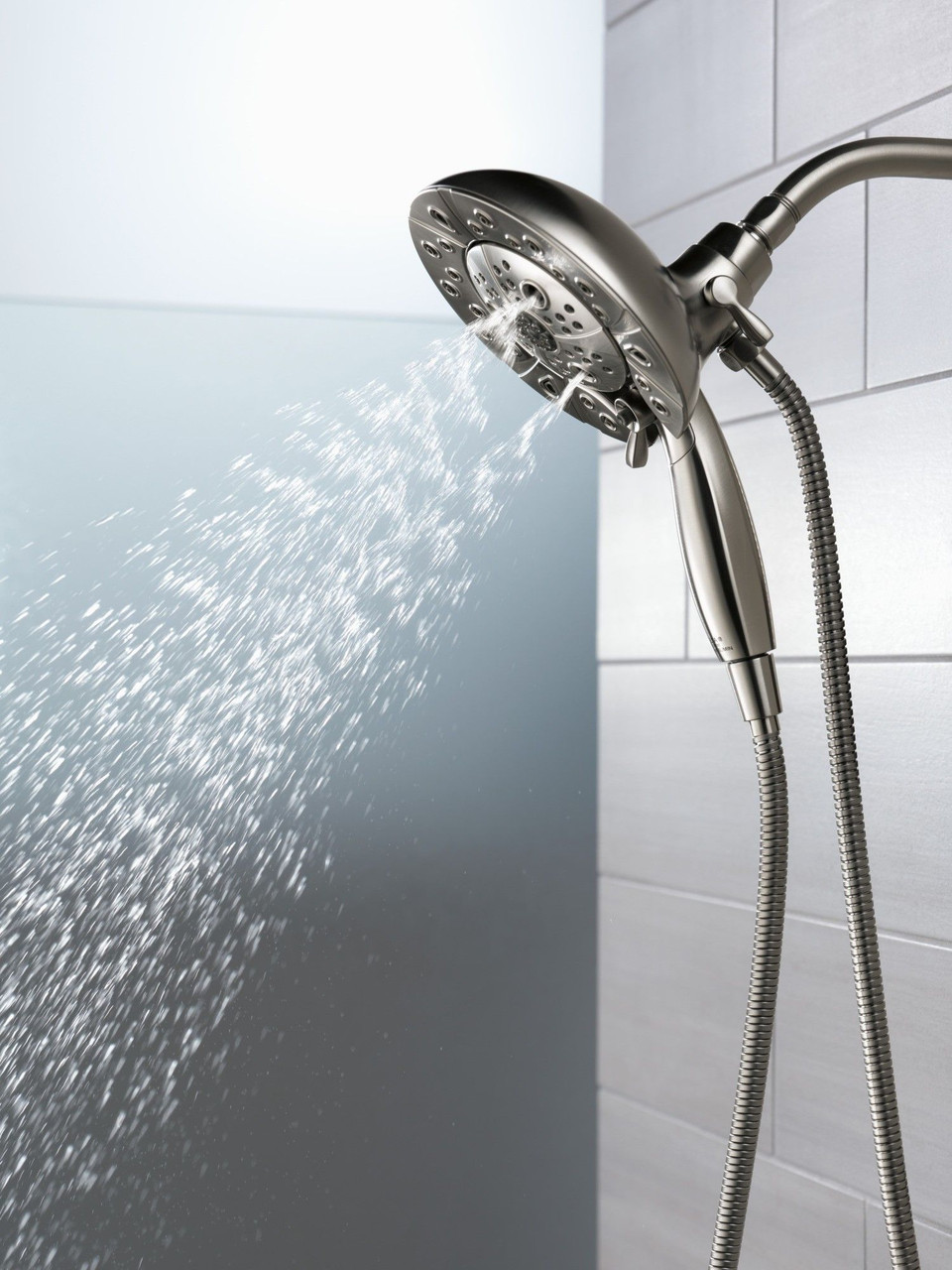 58480-KS-PR-PK Universal Showering Components H2Okinetic In2ition 5-Setting Two-In-One Shower, Lumicoat Black Stainless