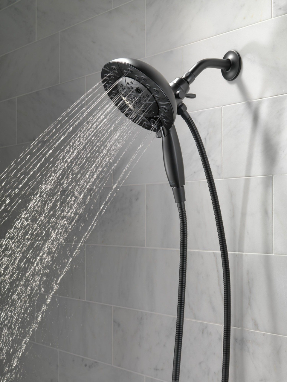 Delta 58480-BL-PK Universal Showering Components H2Okinetic In2ition 5-Setting Two-in-One Shower, Matte Black