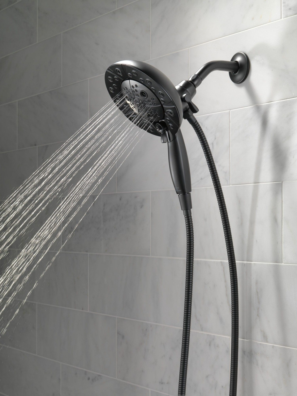 Delta 58480-BL-PK Universal Showering Components H2Okinetic In2ition 5-Setting Two-in-One Shower, Matte Black