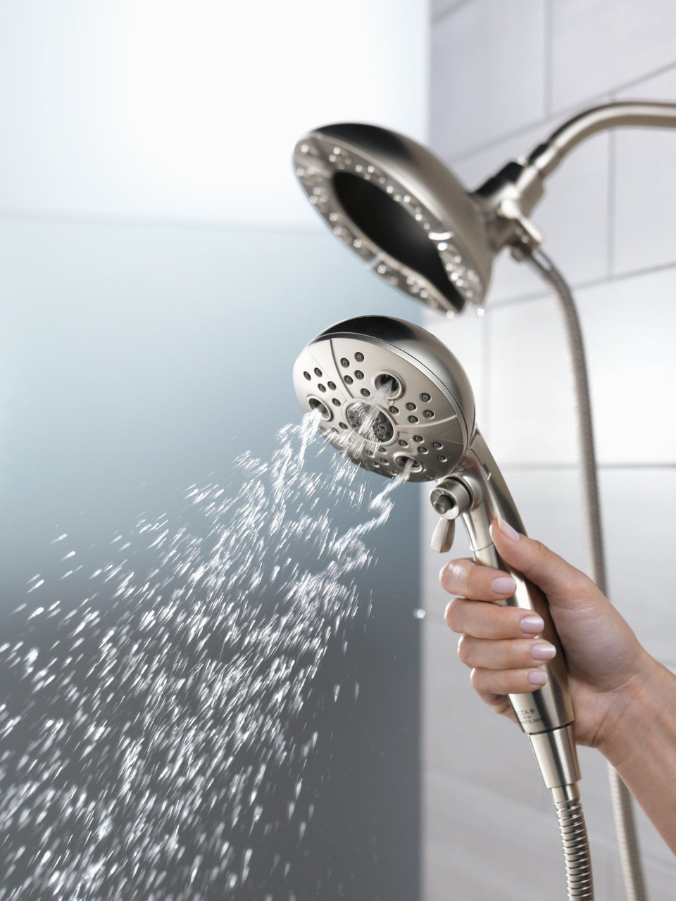 Delta 58480-SS-PR25-PK Universal Showering Components H2Okinetic In2ition 5-Setting Two-In-One Shower, Lumicoat Stainless