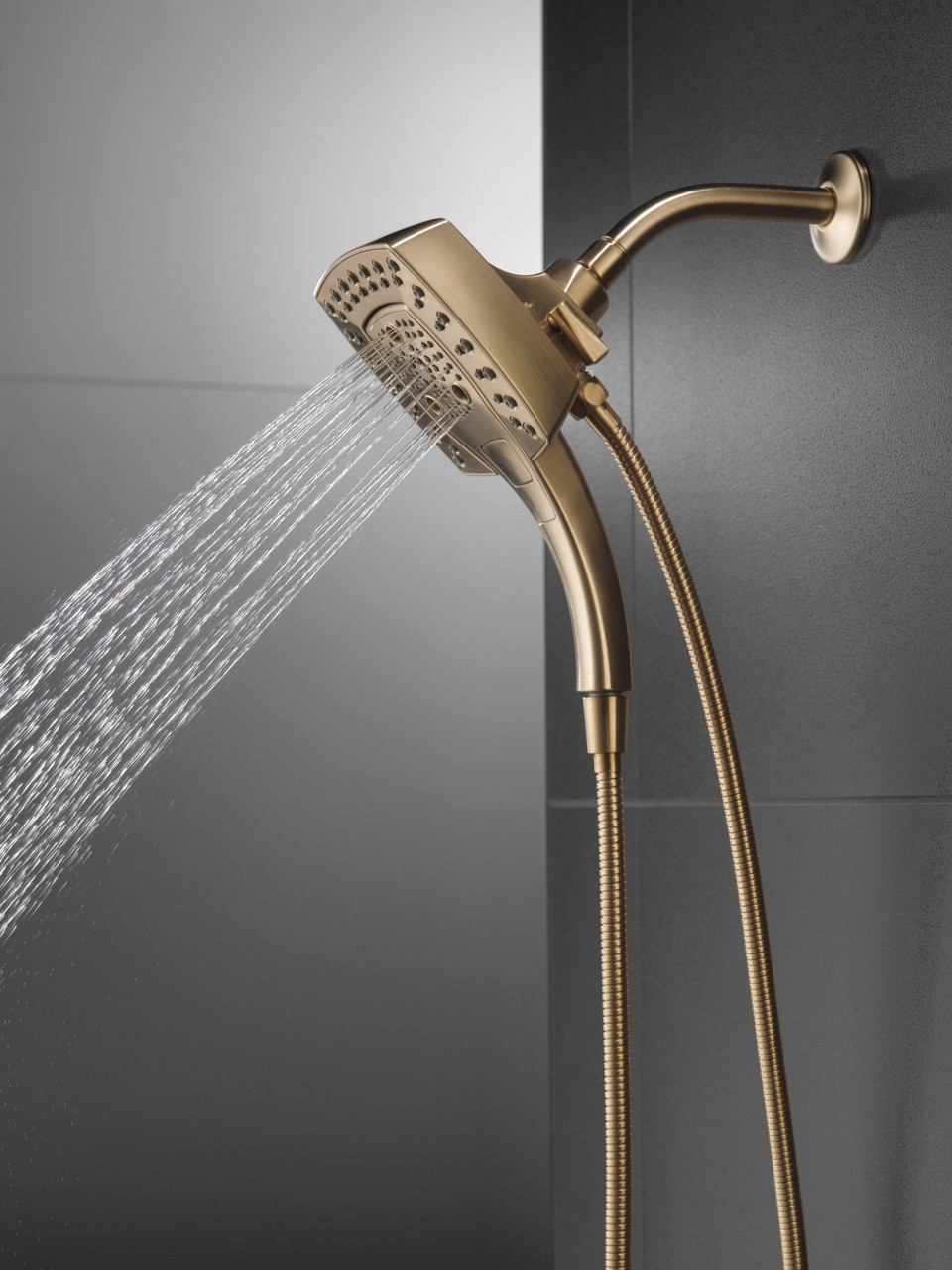 Delta 58474-CZ-PR25 Universal Showering Components H2Okinetic In2ition 5-Setting Two-In-One Shower, Lumicoat Champagne Bronze