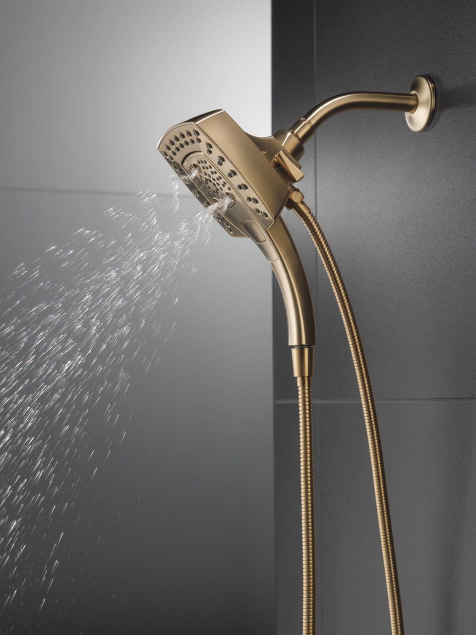 Delta 58474-CZ-PR25 Universal Showering Components H2Okinetic In2ition 5-Setting Two-In-One Shower, Lumicoat Champagne Bronze
