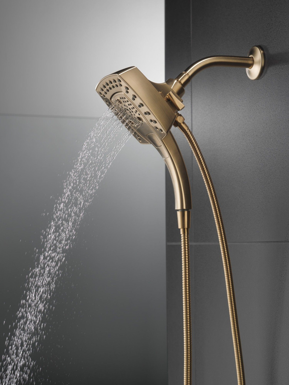 Delta 58474-CZ-PR25 Universal Showering Components H2Okinetic In2ition 5-Setting Two-In-One Shower, Lumicoat Champagne Bronze