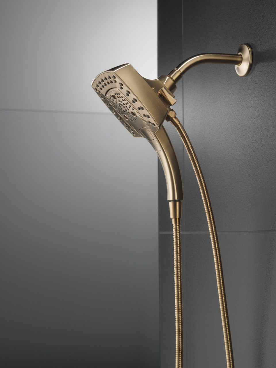 Delta 58474-CZ-PR25 Universal Showering Components H2Okinetic In2ition 5-Setting Two-In-One Shower, Lumicoat Champagne Bronze