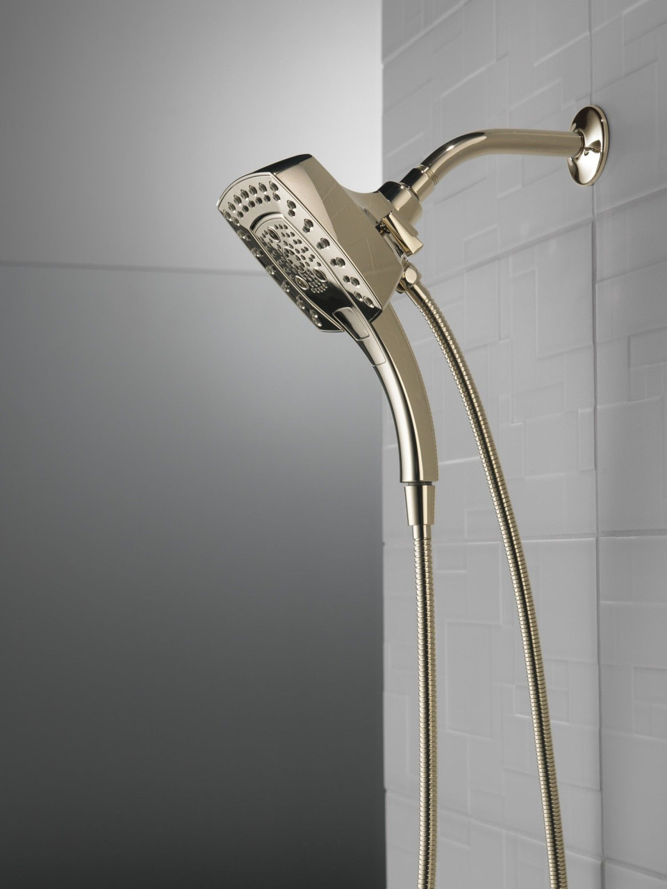 Delta 58474-PN-PR25 Universal Showering Components H2Okinetic In2ition 5-Setting Two-in-One Shower, Lumicoat Polished Nickel