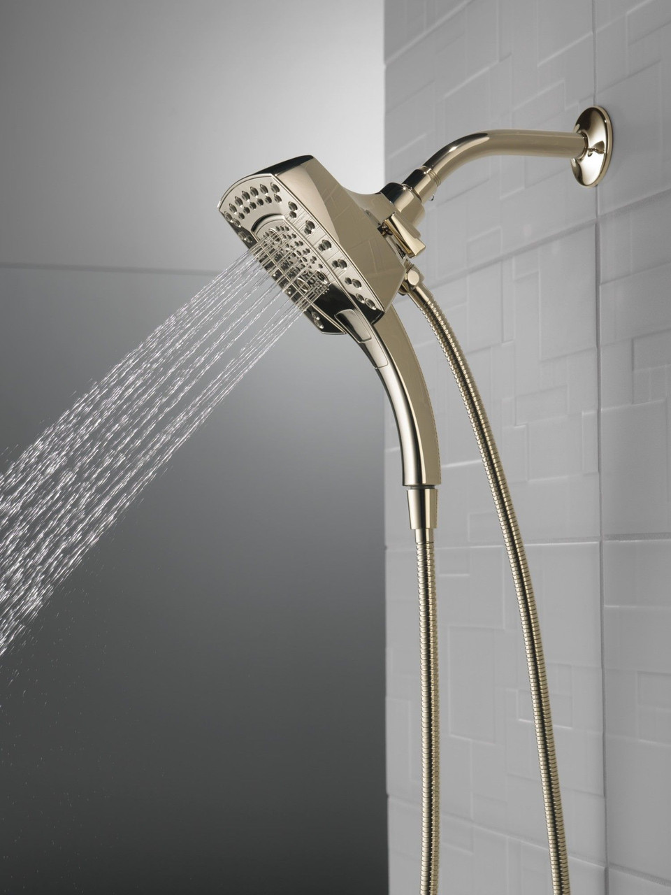 Delta 58474-PN-PR25 Universal Showering Components H2Okinetic In2ition 5-Setting Two-in-One Shower, Lumicoat Polished Nickel