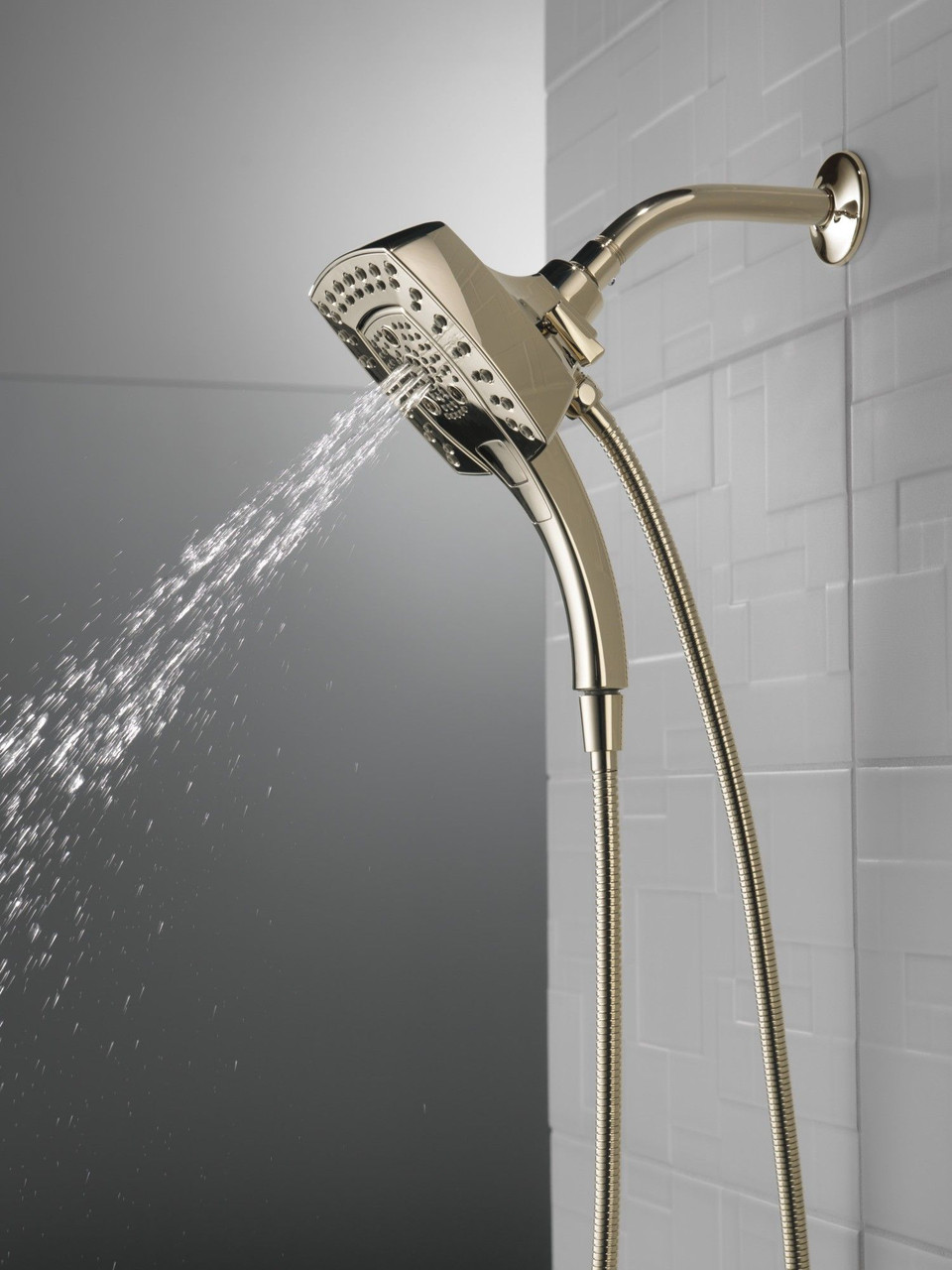 Delta 58474-PN-PR25 Universal Showering Components H2Okinetic In2ition 5-Setting Two-in-One Shower, Lumicoat Polished Nickel