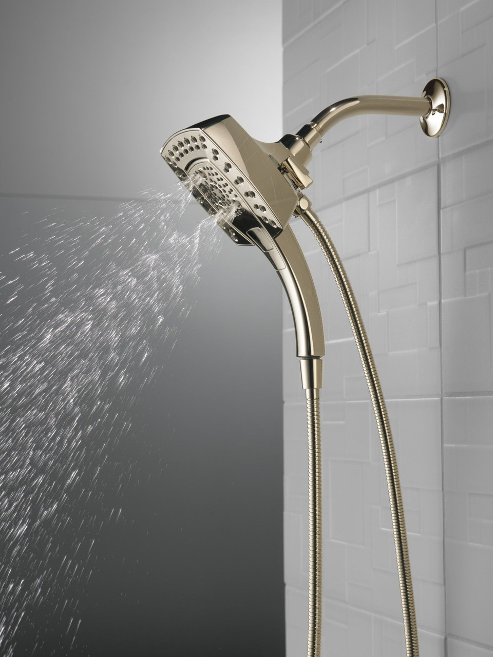 Delta 58474-PN-PR25 Universal Showering Components H2Okinetic In2ition 5-Setting Two-in-One Shower, Lumicoat Polished Nickel