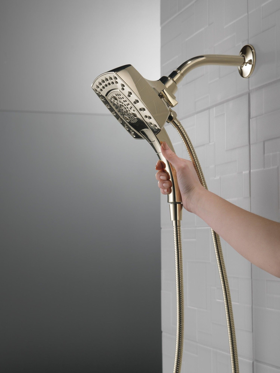Delta 58474-PN-PR25 Universal Showering Components H2Okinetic In2ition 5-Setting Two-in-One Shower, Lumicoat Polished Nickel