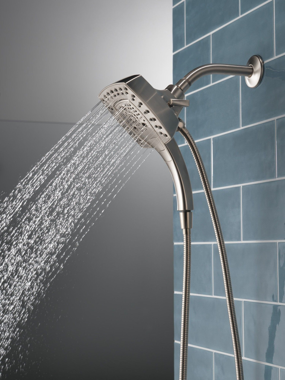 Delta 58474-SS-PR Universal Showering Components H2Okinetic In2ition 5-Setting Two-in-One Shower, Lumicoat Stainless