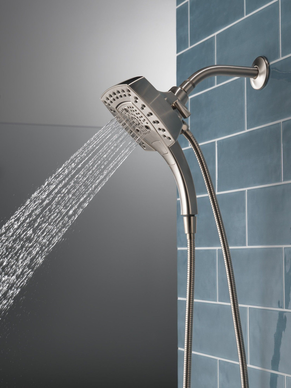 Delta 58474-SS-PR Universal Showering Components H2Okinetic In2ition 5-Setting Two-in-One Shower, Lumicoat Stainless