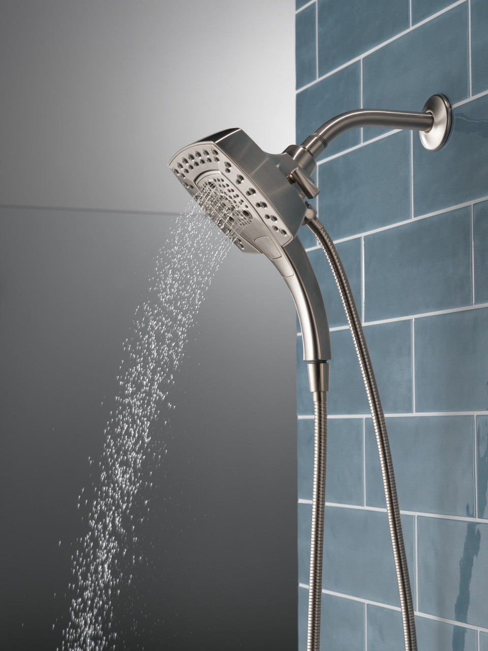 Delta 58474-SS-PR Universal Showering Components H2Okinetic In2ition 5-Setting Two-in-One Shower, Lumicoat Stainless