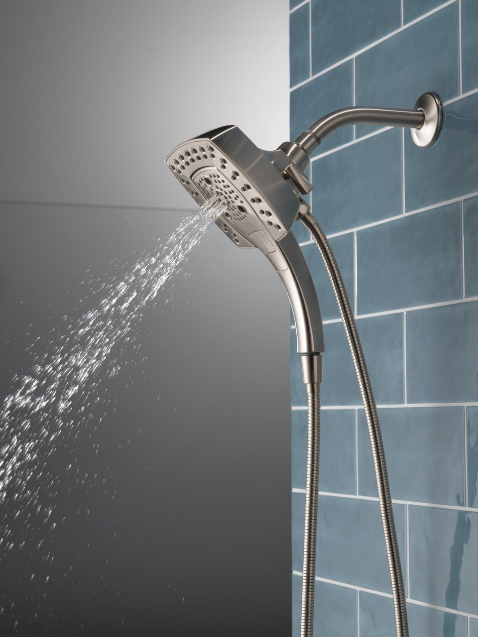 Delta 58474-SS-PR Universal Showering Components H2Okinetic In2ition 5-Setting Two-in-One Shower, Lumicoat Stainless