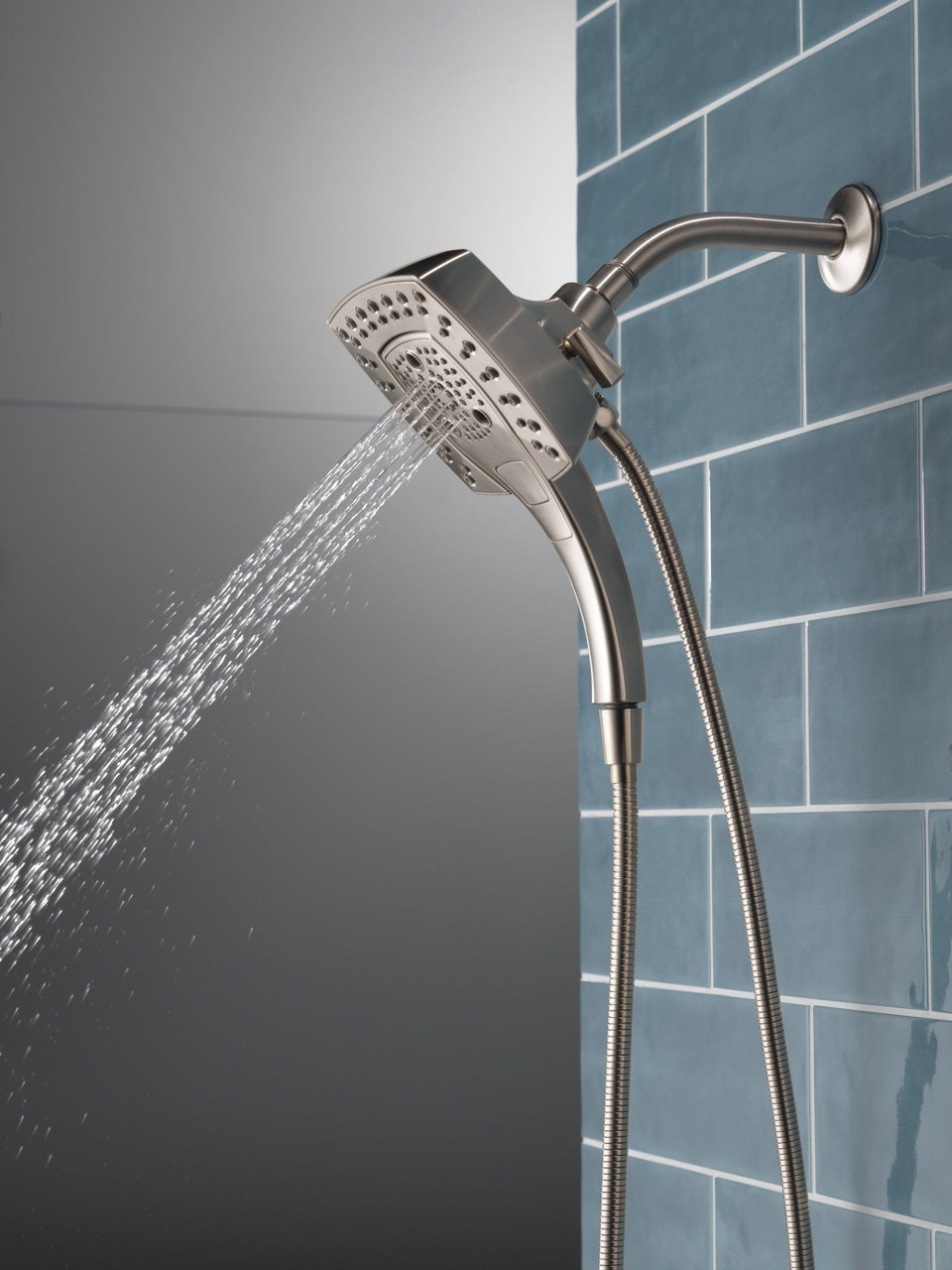 Delta 58474-SS-PR Universal Showering Components H2Okinetic In2ition 5-Setting Two-in-One Shower, Lumicoat Stainless